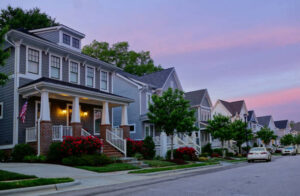 New houses on a quiet street in Raleigh North Carolina